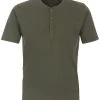 Redmond Casual Regular Fit T-Shirt Henleykragen Oliv, Einfarbig