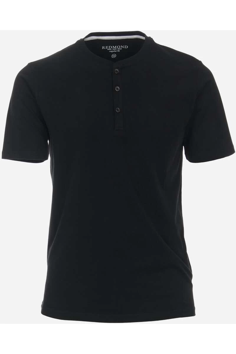 Redmond Casual Regular Fit T-Shirt Henleykragen Schwarz, Einfarbig 1 Redmond Casual Regular Fit T-Shirt Henleykragen Schwarz, Einfarbig