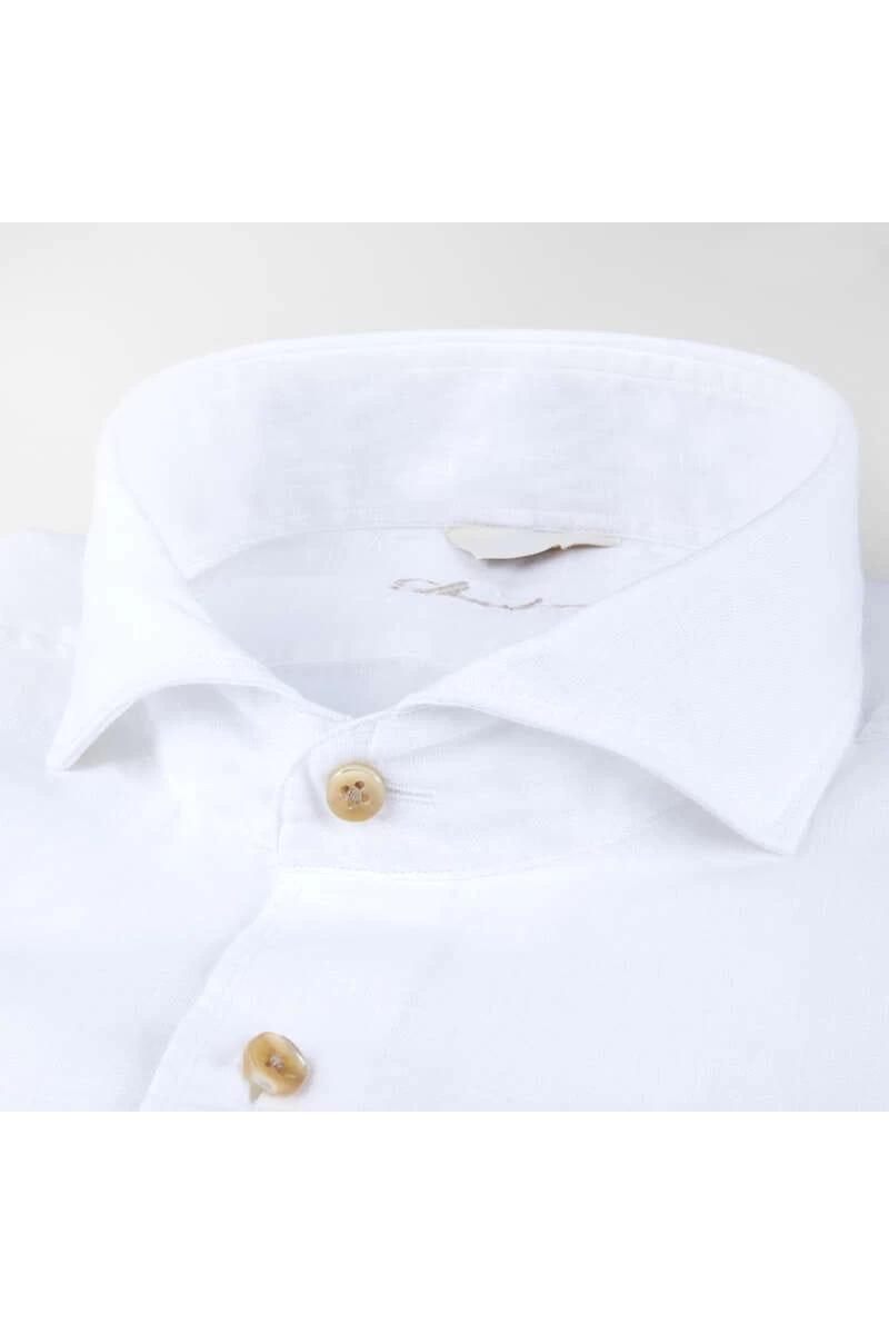Stenströms Fitted Body Leinenhemd Weiss, Einfarbig 2 Stenströms Fitted Body Leinenhemd Weiss, Einfarbig – Bild 2