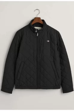 GANT Regular Fit Herren Steppjacke Knopfleiste Schwarz