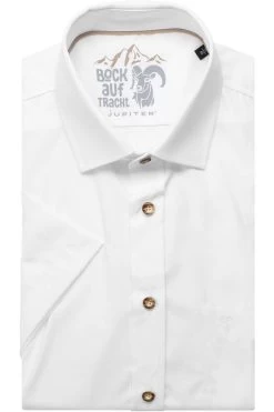 Jupiter Slim Fit Trachtenhemd Weiss, Einfarbig