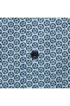 Marvelis Comfort Fit Hemd Blau/grün, Gemustert -Ho ho ho, Mode in Grün. 7108 32 45 3 800