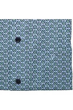 Marvelis Comfort Fit Hemd Blau/grün, Gemustert -Ho ho ho, Mode in Grün. 7108 32 45 4 800