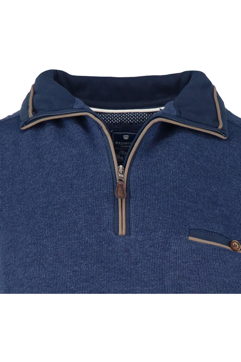 Redmond Casual Regular Fit TroyerZip Blau/braun 2 Redmond Casual Regular Fit TroyerZip Blau/braun – Bild 2