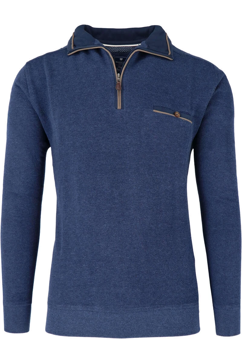 Redmond Casual Regular Fit TroyerZip Blau/braun 1 Redmond Casual Regular Fit TroyerZip Blau/braun