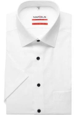 Marvelis Modern Fit Hemd Weiss, Faux-uni