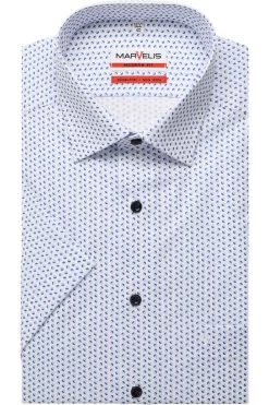 Marvelis Modern Fit Hemd Weiss, Gemustert