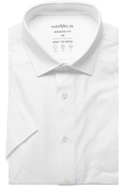 Marvelis Modern Fit Jerseyhemd Weiss, Einfarbig