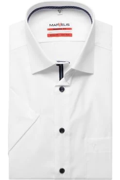 Marvelis Modern Fit Hemd Weiss, Einfarbig