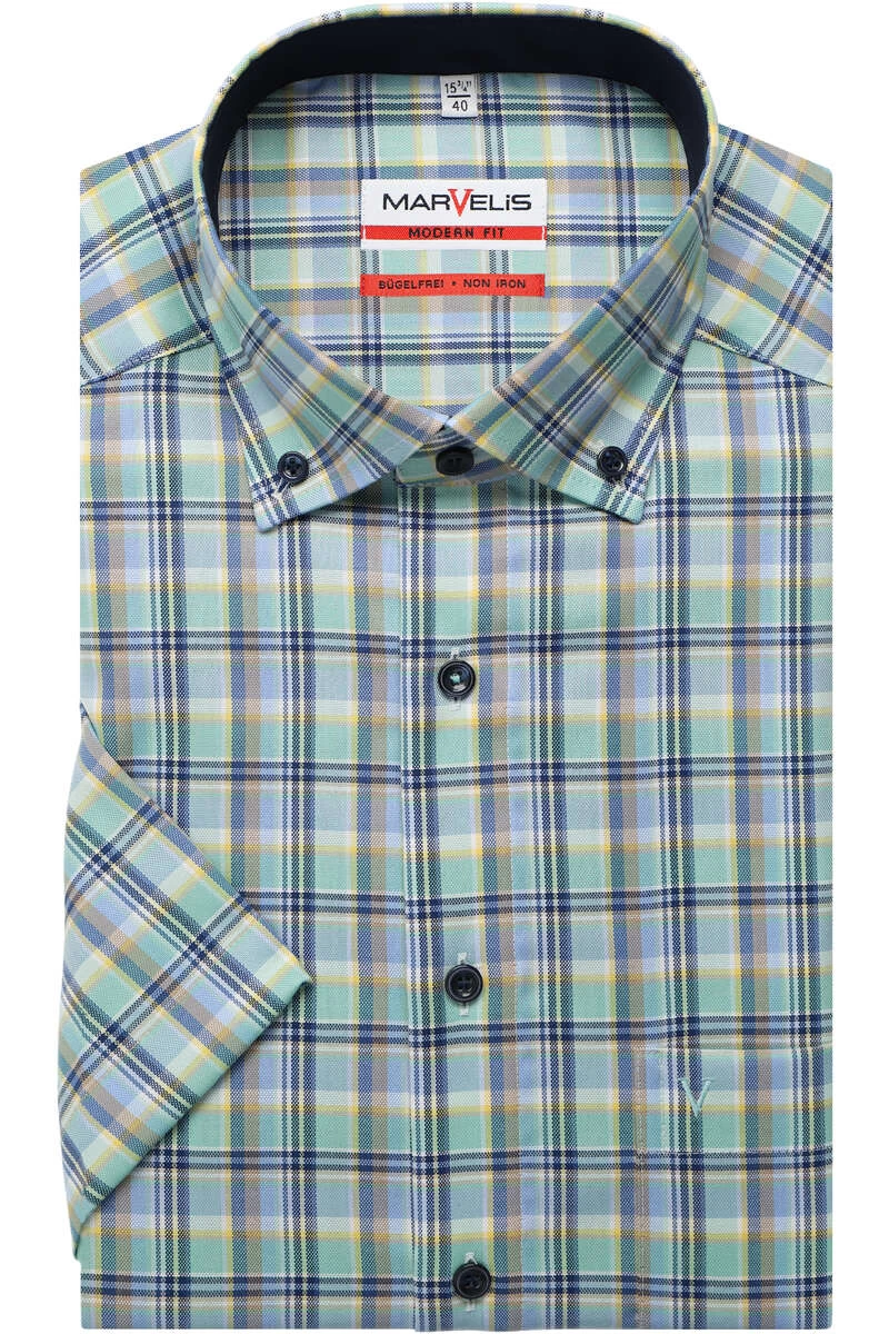 Marvelis Modern Fit Hemd Blau/grün/weiss, Kariert 1 Marvelis Modern Fit Hemd Blau/grün/weiss, Kariert