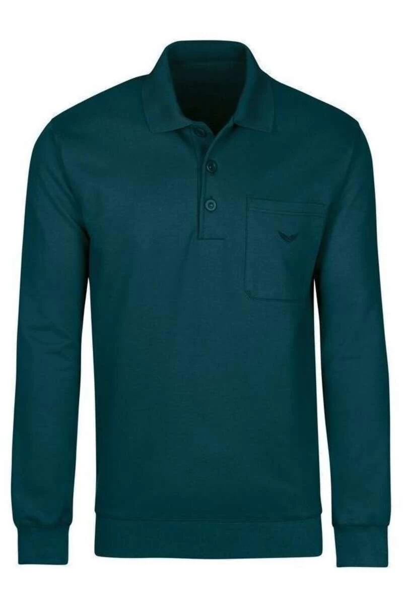 TRIGEMA Comfort Fit Longsleeve Poloshirt Türkis, Einfarbig 1 TRIGEMA Comfort Fit Longsleeve Poloshirt Türkis, Einfarbig