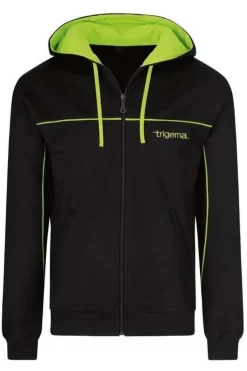 TRIGEMA Comfort Fit Sweatjacke Mit Kapuze Zip Schwarz/grün