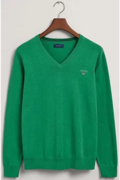 GANT Regular Fit Herren Pullover V-Ausschnitt Grün