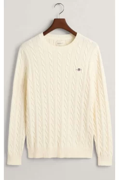 GANT Regular Fit Herren Pullover Rundhals Ecru
