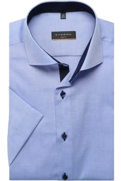 ETERNA Slim Fit Hemd Mittelblau, Einfarbig