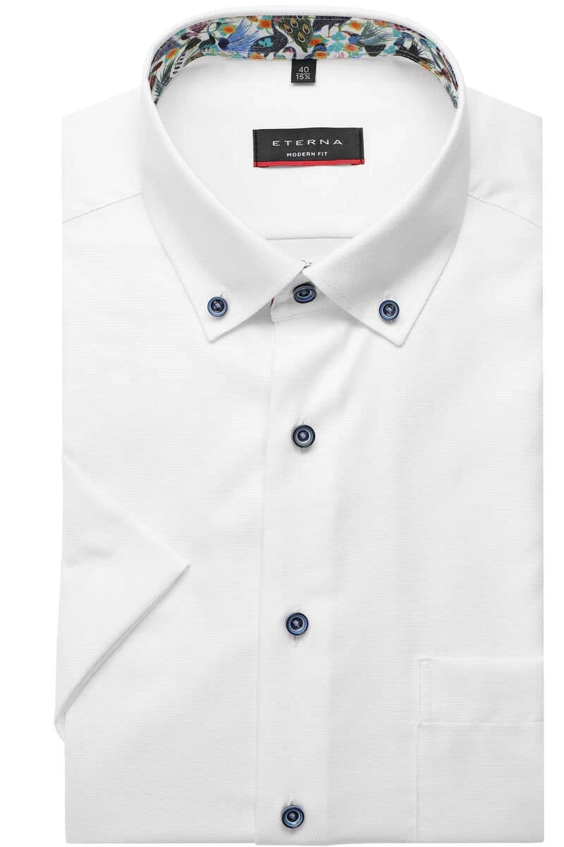 ETERNA Modern Fit Hemd Weiss, Strukturiert 1 ETERNA Modern Fit Hemd Weiss, Strukturiert