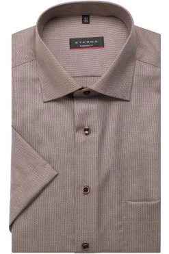 ETERNA Modern Fit Hemd Beige/braun, Strukturiert