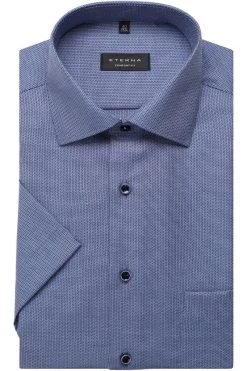 ETERNA Comfort Fit Hemd Blau/weiss, Strukturiert