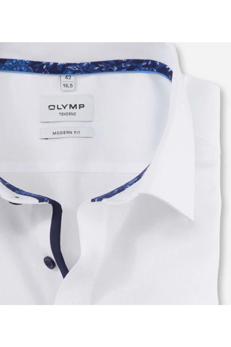 OLYMP Tendenz Modern Fit Hemd Weiss, Faux-uni 2 OLYMP Tendenz Modern Fit Hemd Weiss, Faux-uni – Bild 2