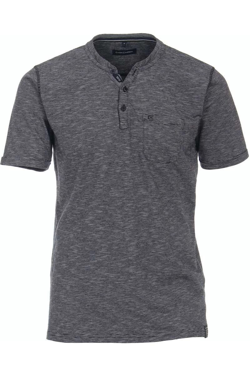 Casa Moda Casual T-Shirt Henley Blau, Melange 1 Casa Moda Casual T-Shirt Henley Blau, Melange