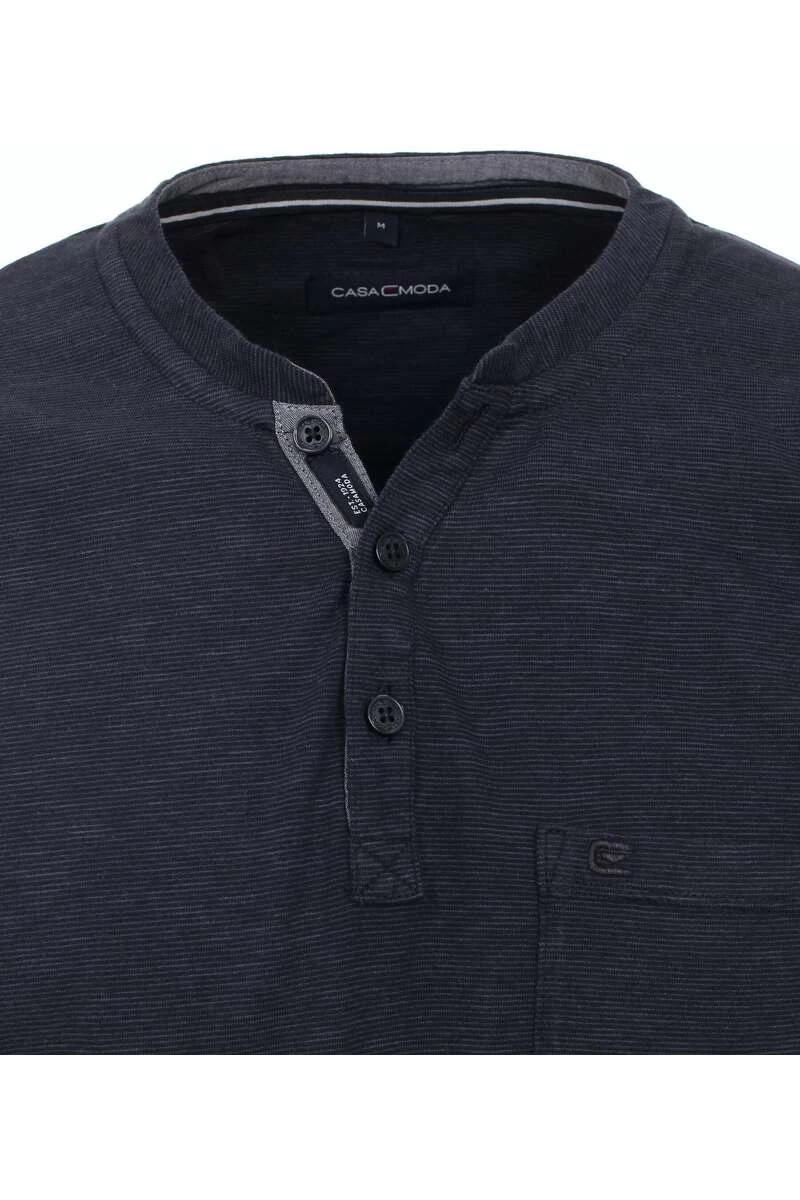 Casa Moda Casual T-Shirt Henley Dunkelblau, Melange 2 Casa Moda Casual T-Shirt Henley Dunkelblau, Melange – Bild 2