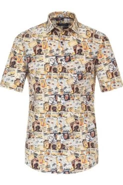 Casa Moda Comfort Fit Hemd Beige, Gemustert