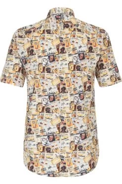 Casa Moda Comfort Fit Hemd Beige, Gemustert -Ho ho ho, Mode in Grün. 934091700 200 9 800