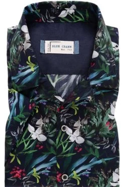 Blue Crane Slim Fit Hemd Navy/rot, Gemustert