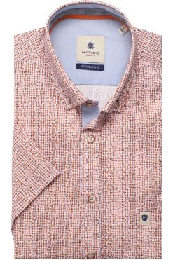 Hatico Casual Regular Fit Hemd Hellorange, Gemustert