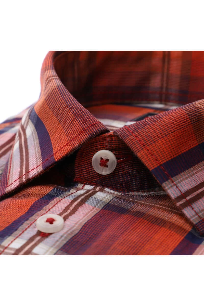 Jupiter Casual Short Style Hemd Blau/orange, Kariert 2 Jupiter Casual Short Style Hemd Blau/orange, Kariert – Bild 2