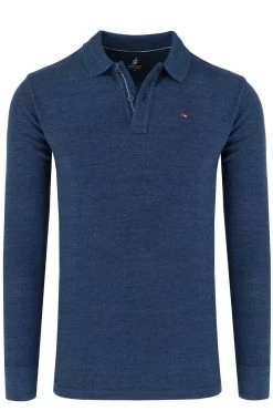 Jupiter   Modern Fit Longsleeve Poloshirt Dunkelblau, Einfarbig