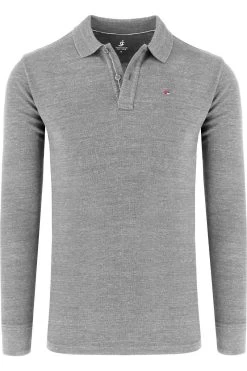 Jupiter   Modern Fit Longsleeve Poloshirt Silber, Einfarbig