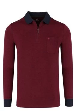 Jupiter   Modern Fit Longsleeve Poloshirt Beere, Einfarbig