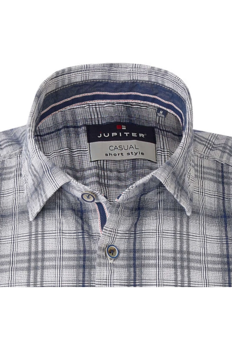 Jupiter Casual Short Style Hemd Dunkelblau, Kariert 2 Jupiter Casual Short Style Hemd Dunkelblau, Kariert – Bild 2