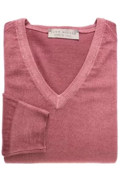 John Miller Tailored Fit Sweatshirt V-Ausschnitt Rot