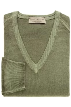 John Miller Tailored Fit Sweatshirt V-Ausschnitt Grün