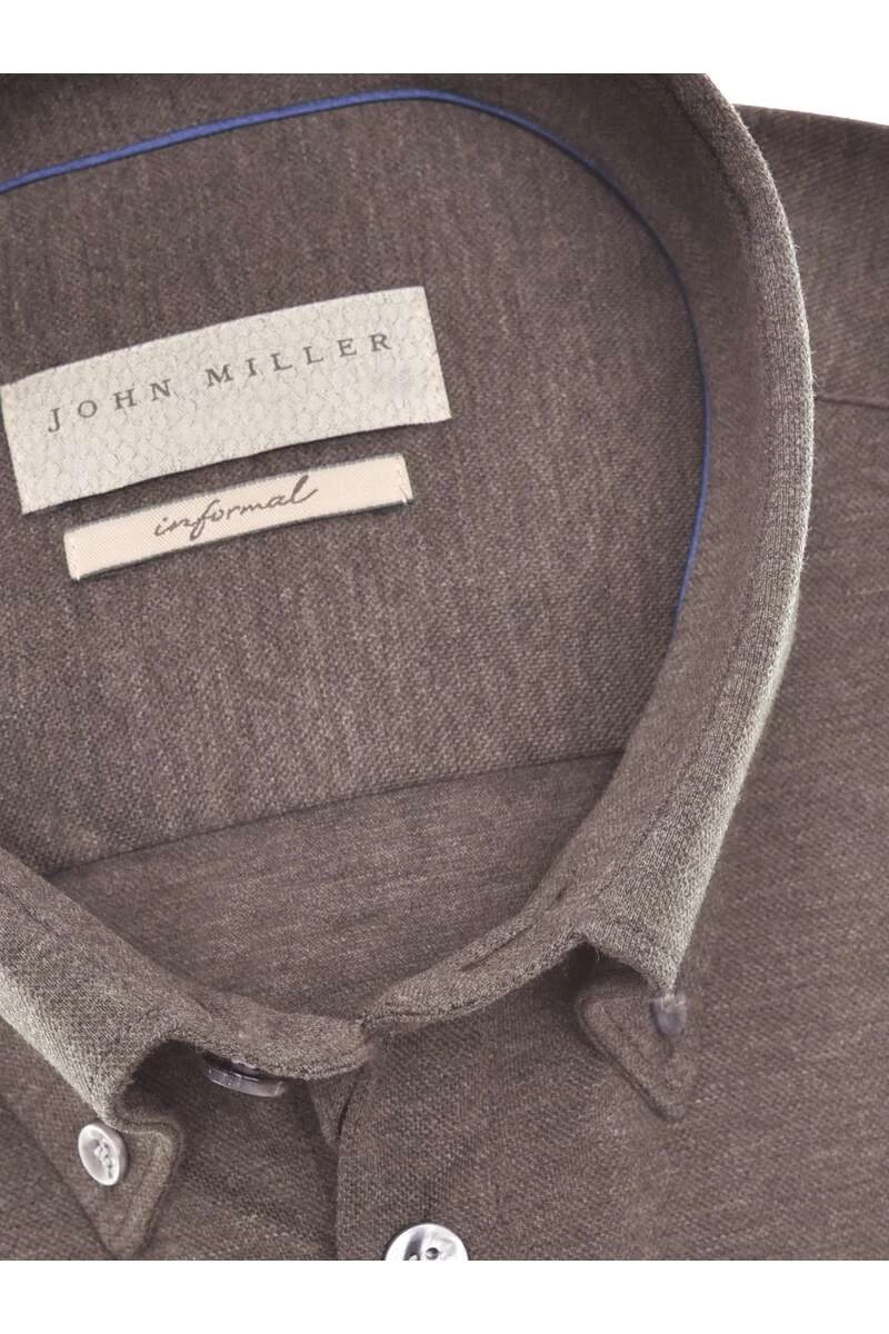 John Miller Tailored Fit Longsleeve Poloshirt Braun, Einfarbig 2 John Miller Tailored Fit Longsleeve Poloshirt Braun, Einfarbig – Bild 2