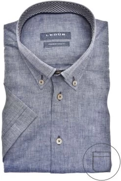 Ledȗb Modern Fit Leinenhemd Grau, Einfarbig