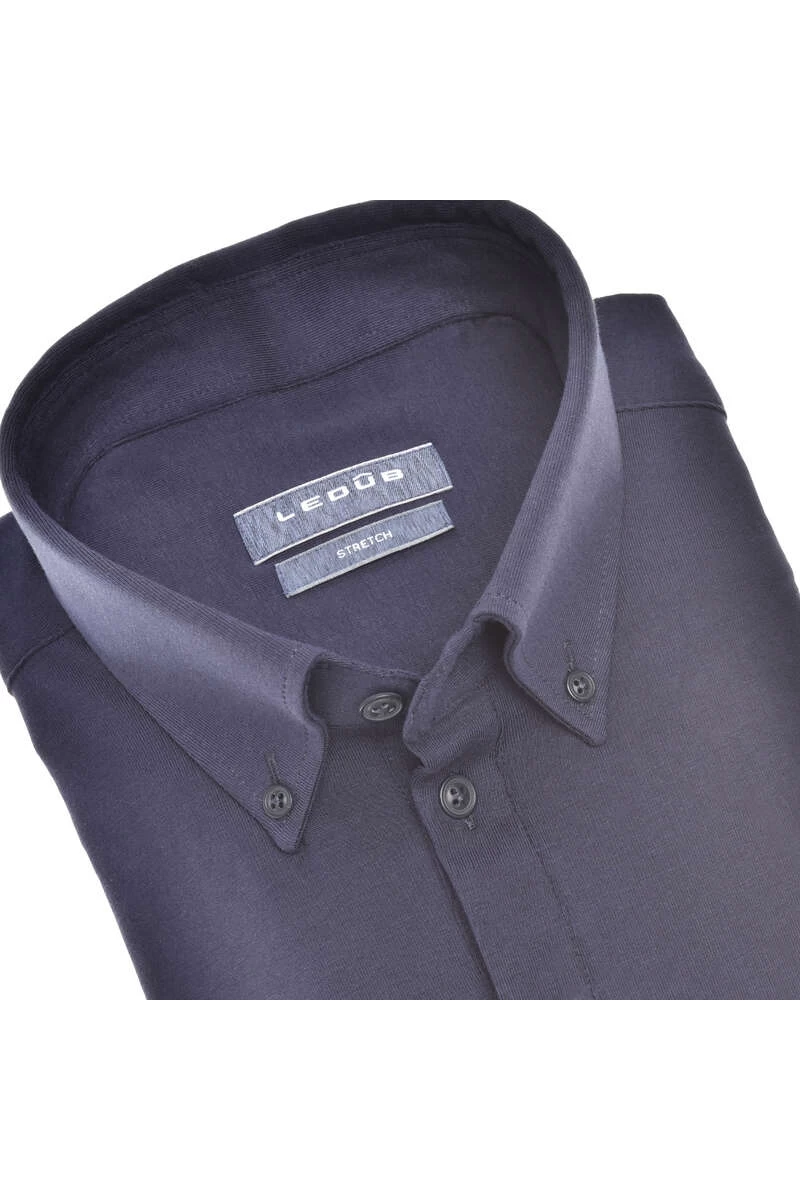 Ledȗb Modern Fit Longsleeve Poloshirt Navy, Einfarbig 2 Ledȗb Modern Fit Longsleeve Poloshirt Navy, Einfarbig – Bild 2