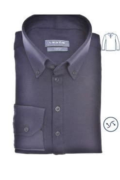 Ledȗb   Modern Fit Longsleeve Poloshirt Navy, Einfarbig