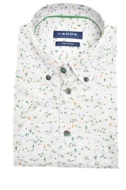 Ledȗb Modern Fit Hemd Weiss, Gemustert