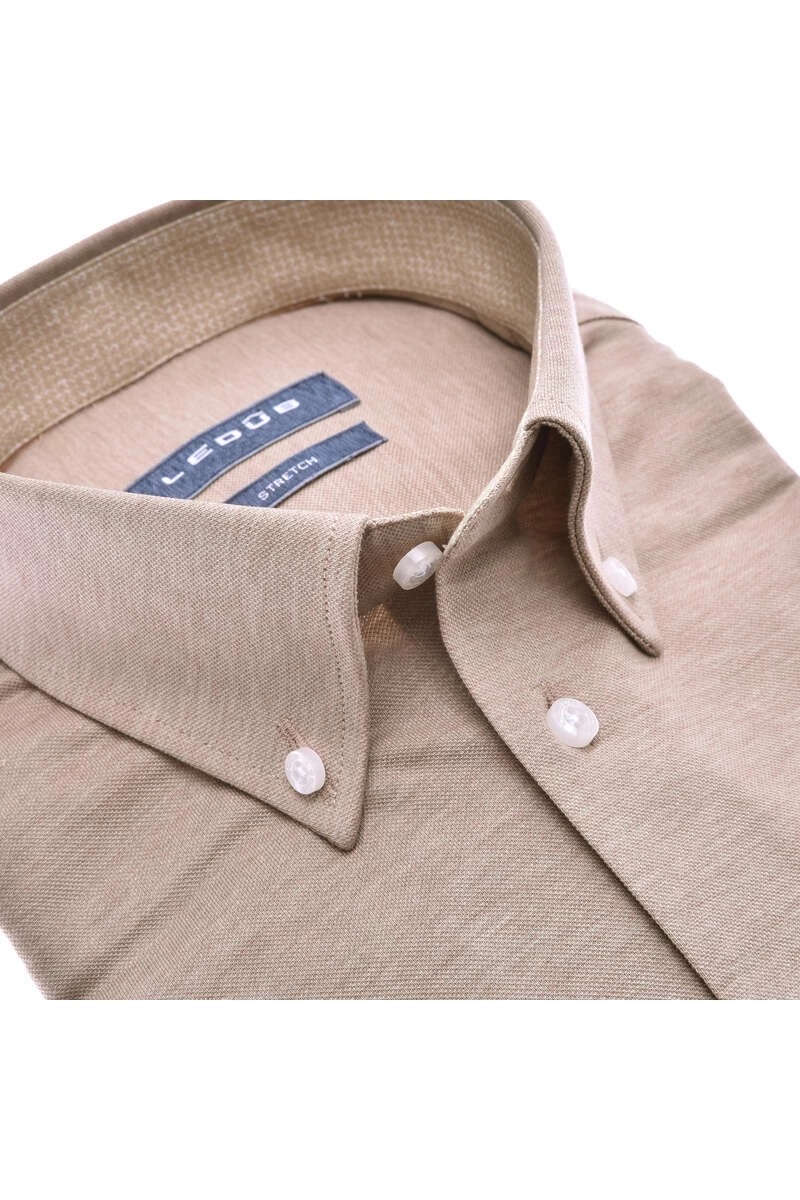 Ledȗb Modern Fit Jerseyhemd Hellbraun, Einfarbig 2 Ledȗb Modern Fit Jerseyhemd Hellbraun, Einfarbig – Bild 2