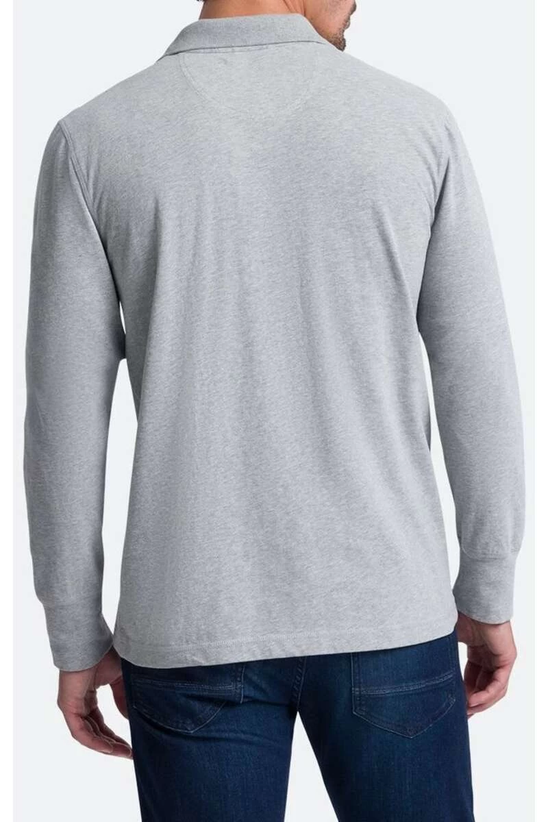 Pierre Cardin Modern Fit Longsleeve Poloshirt Grau, Einfarbig 2 Pierre Cardin Modern Fit Longsleeve Poloshirt Grau, Einfarbig – Bild 2