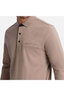 Pierre Cardin   Modern Fit Longsleeve Poloshirt Beige, Einfarbig -Ho ho ho, Mode in Grün. PC C5 30104 3005 1107 4 800