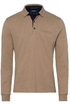 Pierre Cardin   Modern Fit Longsleeve Poloshirt Beige, Einfarbig -Ho ho ho, Mode in Grün. PC C5 30104 3005 1107 5 800