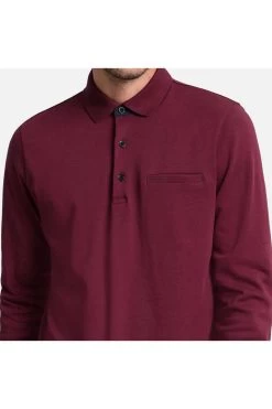 Pierre Cardin   Modern Fit Longsleeve Poloshirt Weinrot, Einfarbig -Ho ho ho, Mode in Grün. PC C5 30104 3005 4303 3 800