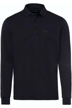 Pierre Cardin   Modern Fit Longsleeve Poloshirt Blau, Einfarbig