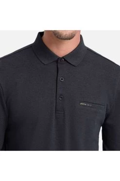 Pierre Cardin   Modern Fit Longsleeve Poloshirt Anthrazit, Einfarbig -Ho ho ho, Mode in Grün. PC C5 30104 3005 9002 3 800