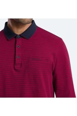 Pierre Cardin   Modern Fit Longsleeve Poloshirt Rot, Gestreift -Ho ho ho, Mode in Grün. PC C5 30114 3006 4218 3 800