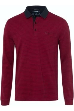 Pierre Cardin Modern Fit Longsleeve Poloshirt Rot, Gestreift